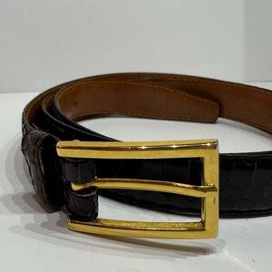 Snake skin leather belt with gold buckle size small 30”